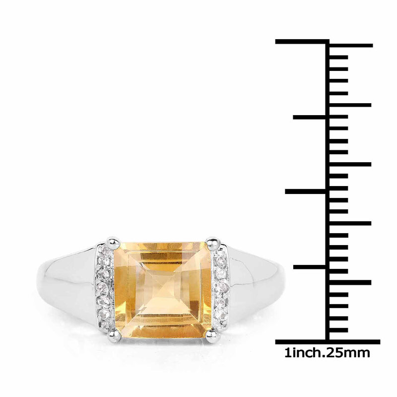 2.40 Carat Genuine Citrine & White Topaz .925 Sterling Silver Ring