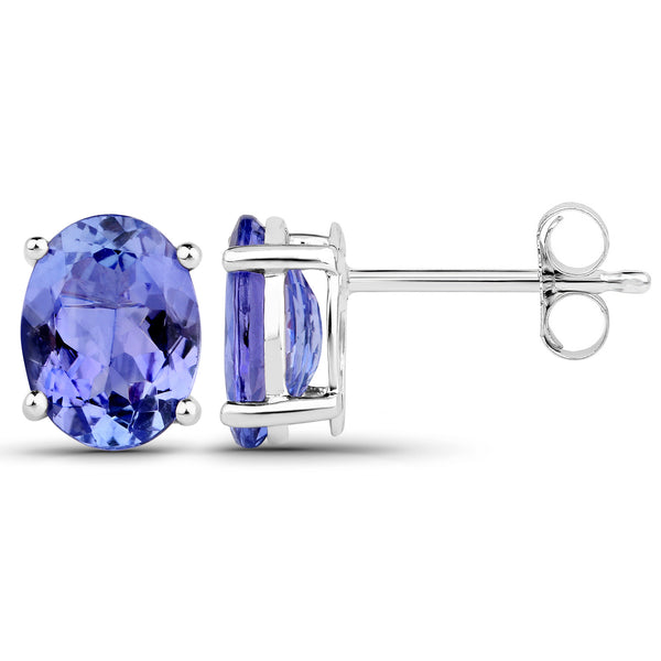 2.80 Carat Genuine Tanzanite 14K White Gold Earrings