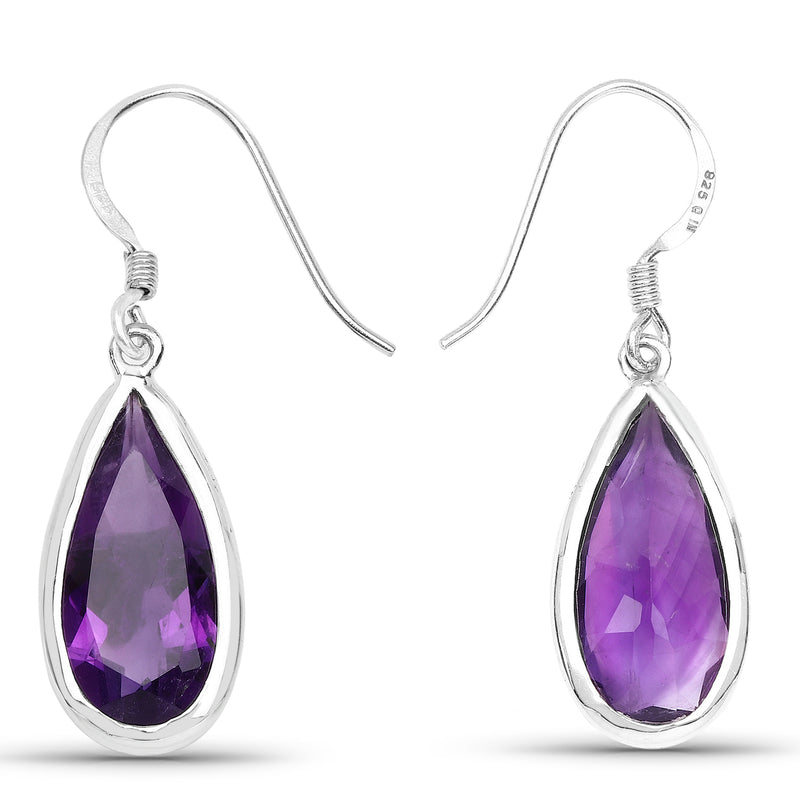 10.10 Carat Genuine Amethyst .925 Sterling Silver Earrings