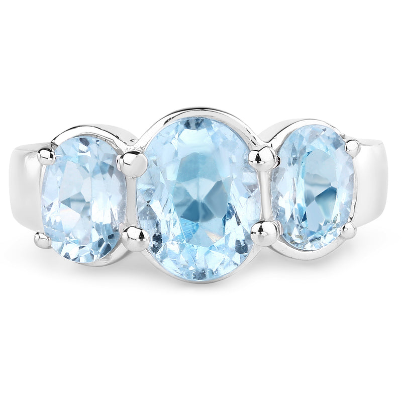 4.40 Carat Genuine  Blue Topaz .925 Sterling Silver Ring