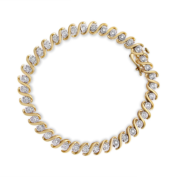 Yellow Plated Sterling Silver Round-Cut Diamond Bracelet (0.5 cttw, H-I Color, I2-I3 Clarity)