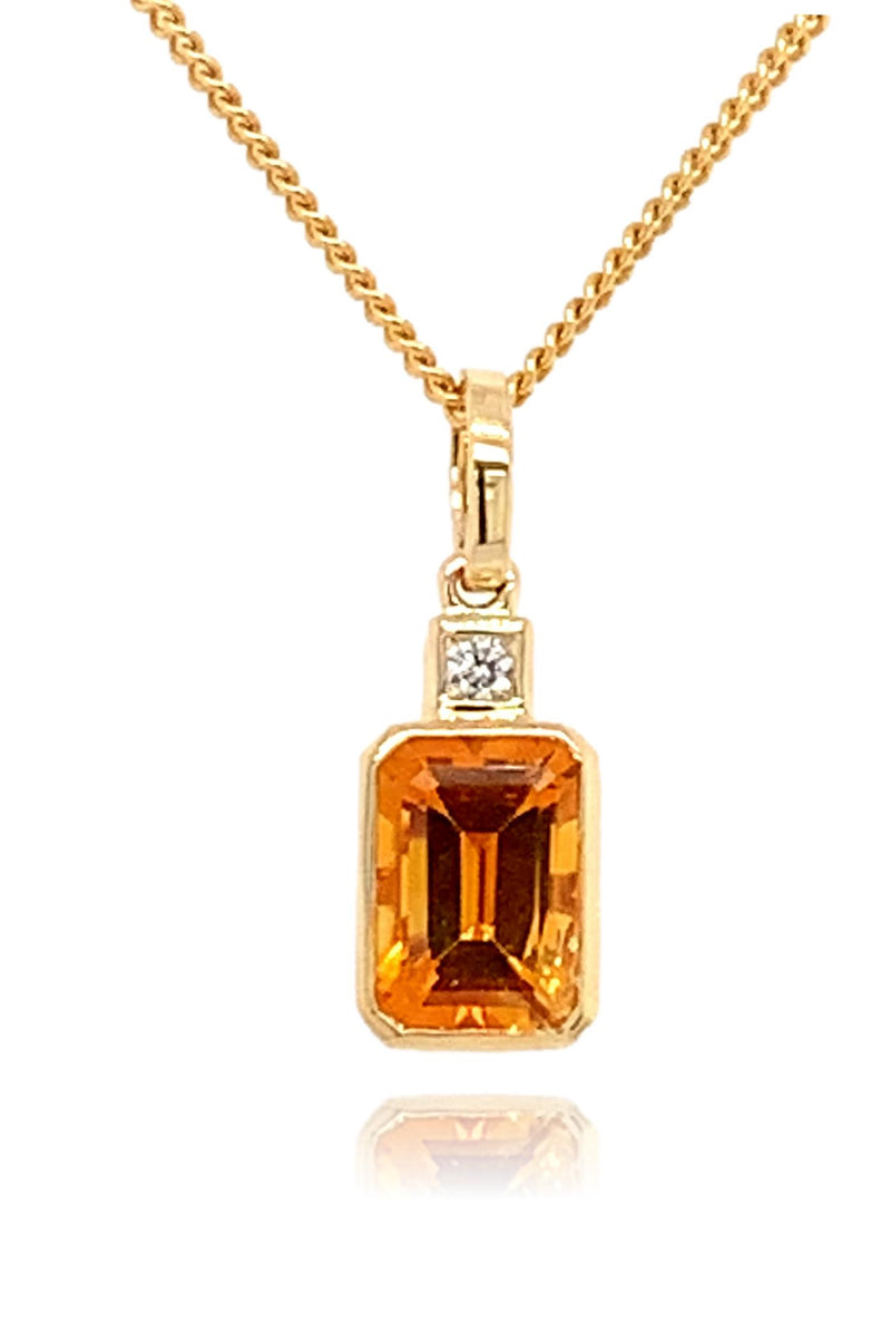 14KY Golden Glow Citrine Octagon Pendant