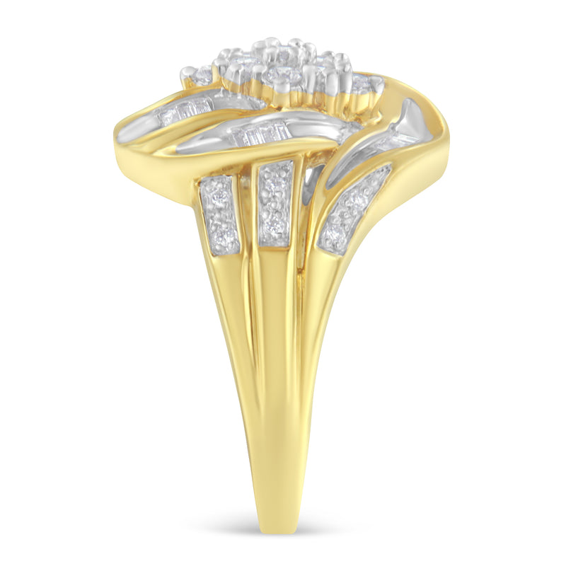10KT Yellow Gold Diamond Cocktail Ring (1/2 cttw, H-I Color, SI2-I1 Clarity)-Size 7