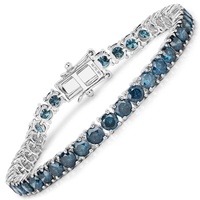 12.18 Carat Genuine Blue Diamond 14K White Gold Bracelet