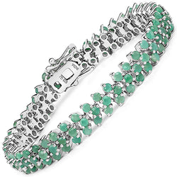 7.59 Carat Genuine Emerald .925 Sterling Silver Bracelet