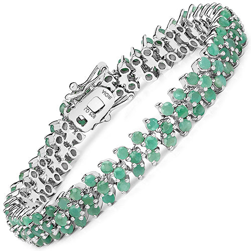 7.59 Carat Genuine Emerald .925 Sterling Silver Bracelet