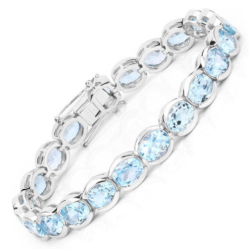 44.00 Carat Genuine Blue Topaz .925 Sterling Silver Bracelet