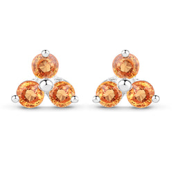 0.54 Carat Genuine Orange Sapphire .925 Sterling Silver Earrings