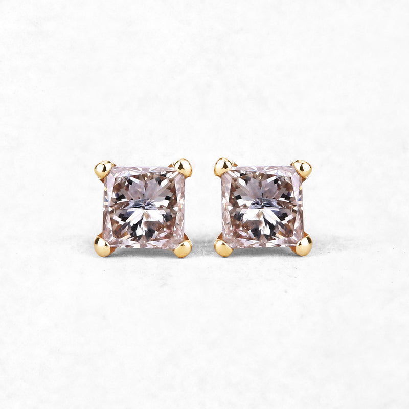 0.43 Carat Genuine Champagne Diamond 14K Yellow Gold Earrings (SI1-SI2)