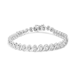 .925 Sterling Silver 1/4 Cttw Miracle Set Diamond and Beaded 7.25" Tennis Bracelet (I-J Color, I2-I3 Clarity)