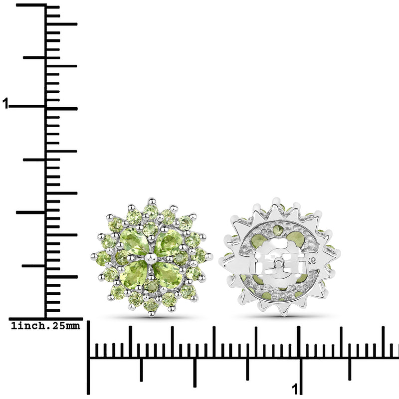 2.16 Carat Genuine Peridot and Peridot .925 Sterling Silver Earrings