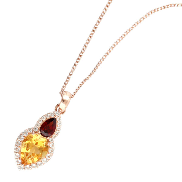 2.39ct Yellow Citrine & Rhodolite Garnet Choker Necklace 925 Silver Jewelry