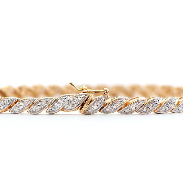 0.18 TW CTS DIAMONDS 18K GOLD PLATED DESIGNER BRACELET SIZE 8 INCHES