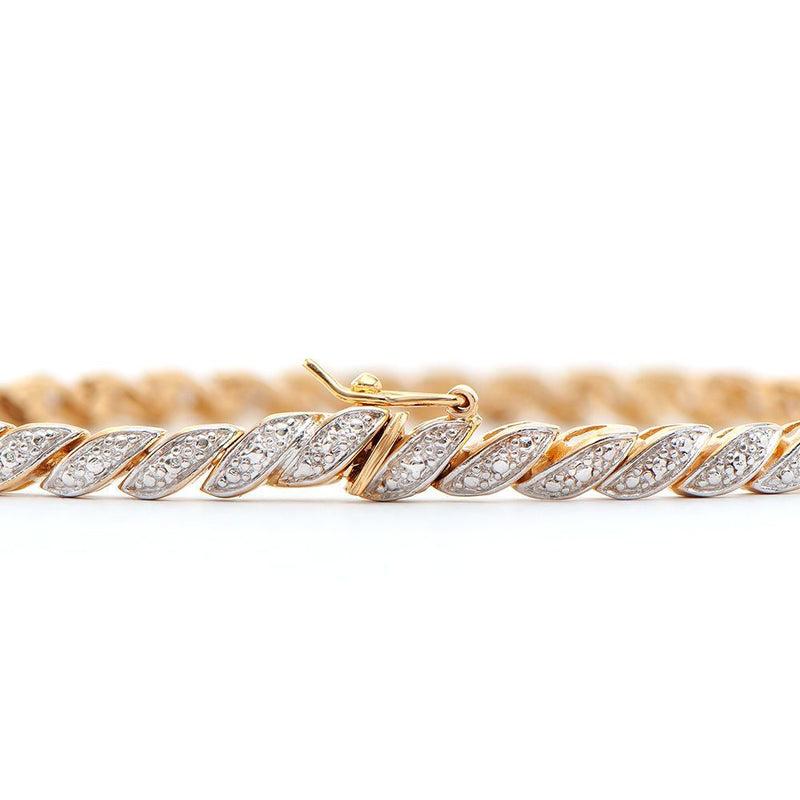 0.18 TW CTS DIAMONDS 18K GOLD PLATED DESIGNER BRACELET SIZE 8 INCHES