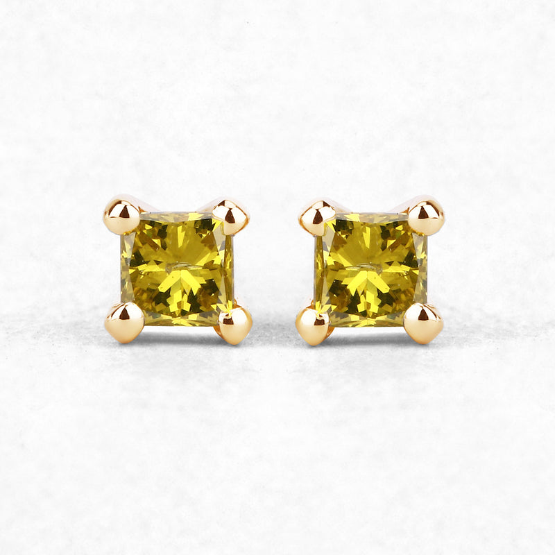 0.25 Carat Genuine Yellow Diamond 14K Yellow Gold Earrings (SI1-SI2)