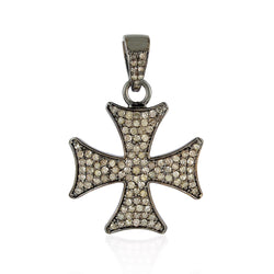 Diamond 925 Sterling Silver Vintage Look Holy Cross Charm Pendant Jewelry
