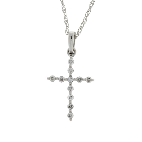 .10ct Diamond Cross Religious Pendant 14KT White Gold