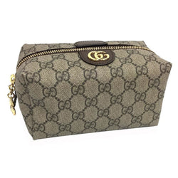 Gucci Cosmetic Case Small Offidia GG Supreme 548394 Makeup Pouch PVC Leather Beige Womens Mens Bag