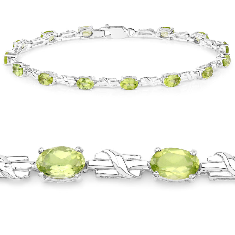 6.02 Carat Genuine Peridot .925 Sterling Silver Bracelet