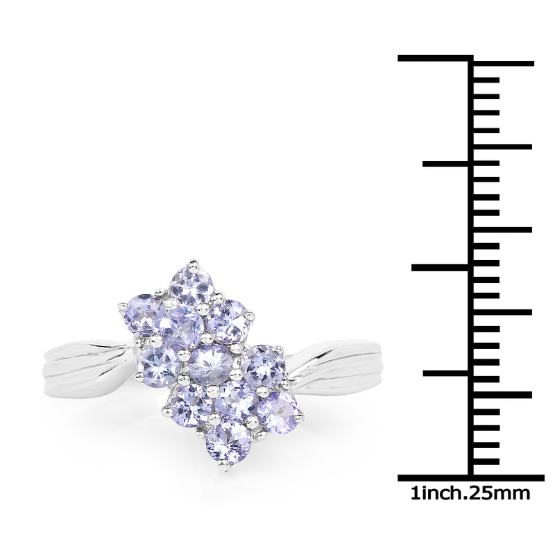 0.88 Carat Genuine Tanzanite .925 Sterling Silver Ring