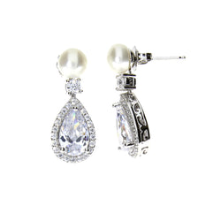 Genuine Cubic Zirconium Dangle Earrings Sterling Silver