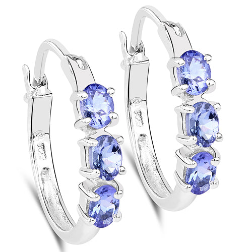 1.02 Carat Tanzanite 10K White Gold Earrings