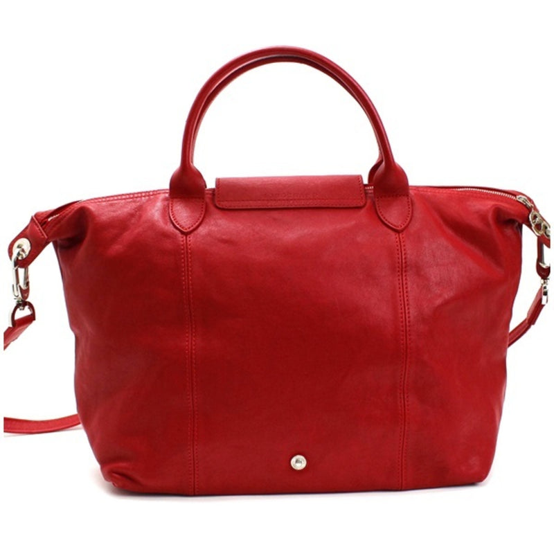 Longchamp Le Preage Cuir 2WAY Handbag Tote Bag Shoulder Leather Red LONGCHAMP Ladies Size