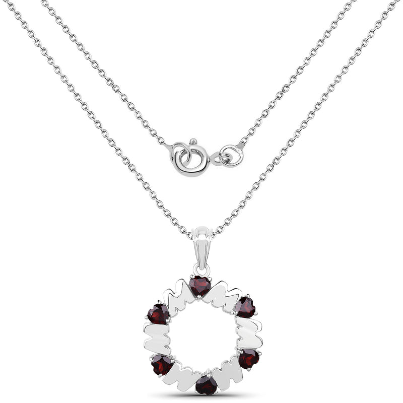 3.00 Carat Genuine Garnet .925 Sterling Silver Pendant