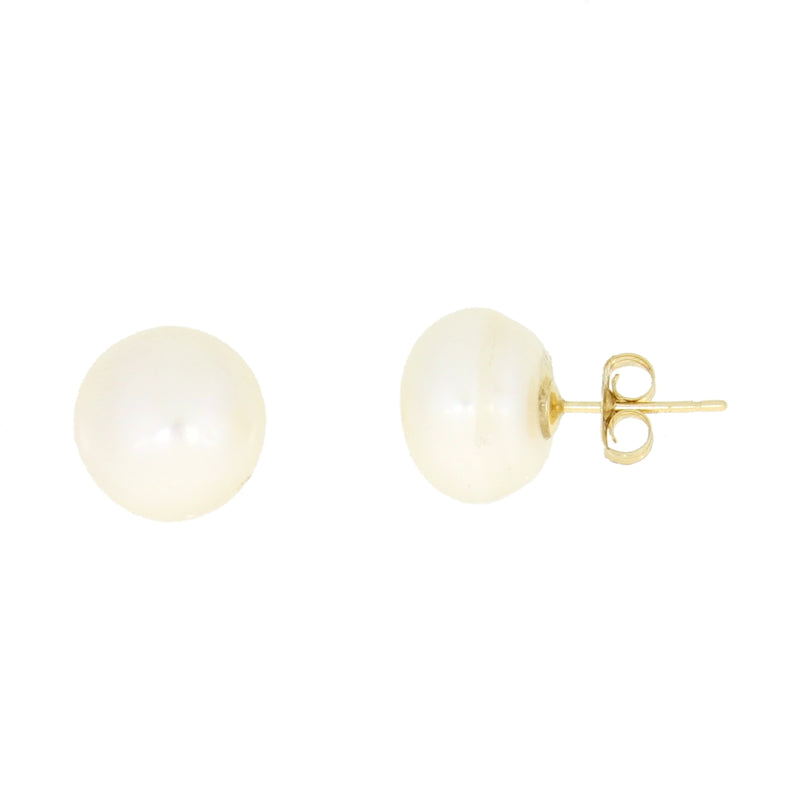 Fresh Water Pearl Stud Earrings 14KT Yellow Gold