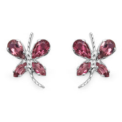 1.20 Carat Genuine Pink Tourmaline .925 Sterling Silver Earrings