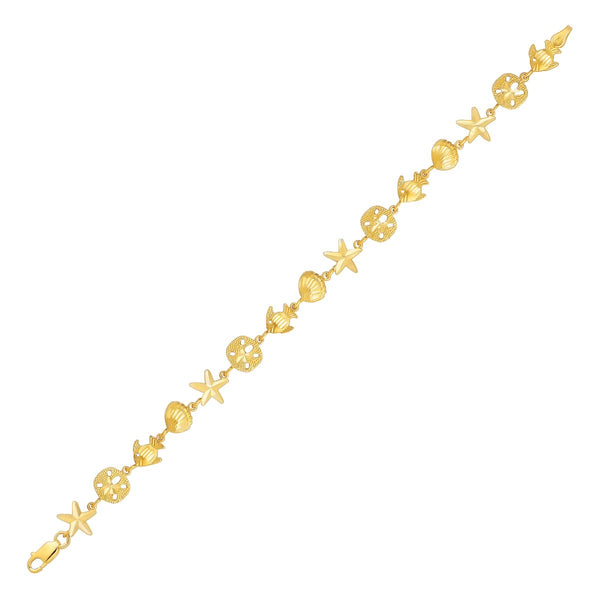 14k Yellow Gold Sea Life Bracelet