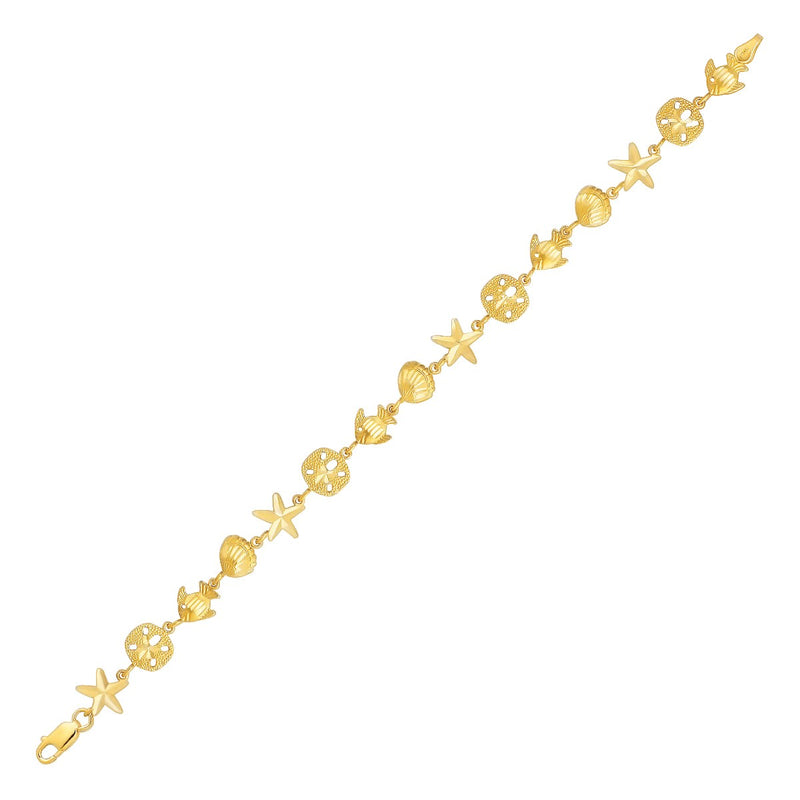 14k Yellow Gold Sea Life Bracelet