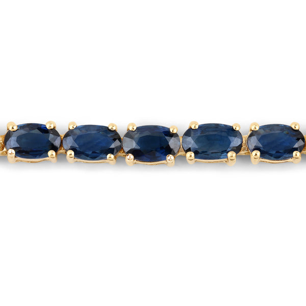 7.48 Carat Genuine Blue Sapphire 14K Yellow Gold Bracelet