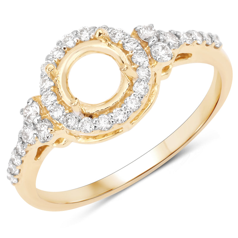 0.34 Carat Genuine White Diamond 14K Yellow Gold Ring (I-J Color, SI Clarity)