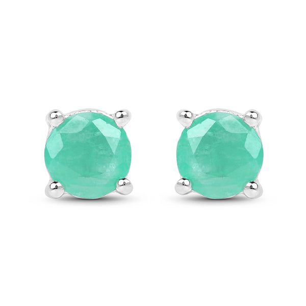 1.50 Carat Genuine Emerald .925 Sterling Silver Earrings