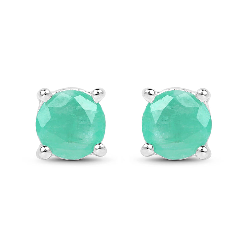 1.50 Carat Genuine Emerald .925 Sterling Silver Earrings