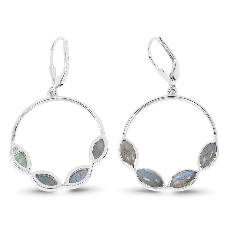 4.18 Carat Genuine Labradorite .925 Sterling Silver Earrings