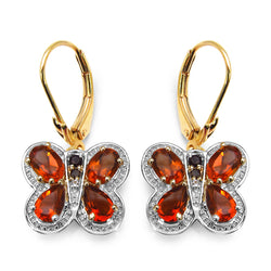 14K Yellow Gold Plated 3.48 Carat Genuine Citrine, Smoky Topaz & White Topaz .925 Sterling Silver Earrings