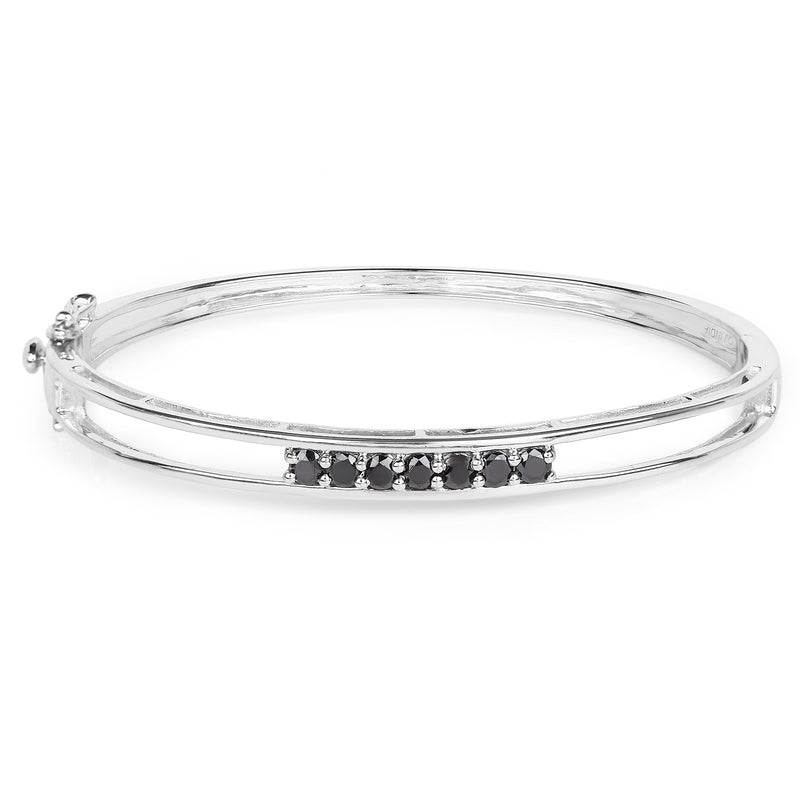 1.03 Carat Genuine Black Diamond .925 Sterling Silver Bangle