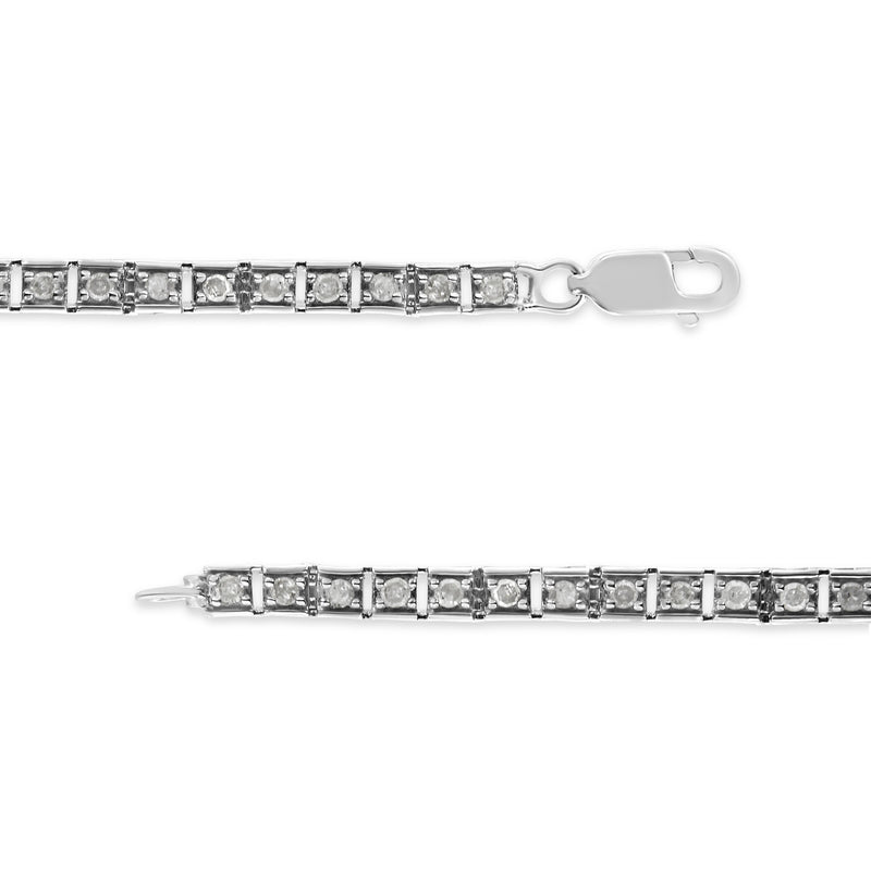 .925 Sterling Silver 1.0 Cttw Diamond Square Hybrid Link 7" Tennis Bracelet (I-J Color, I2-I3 Clarity)