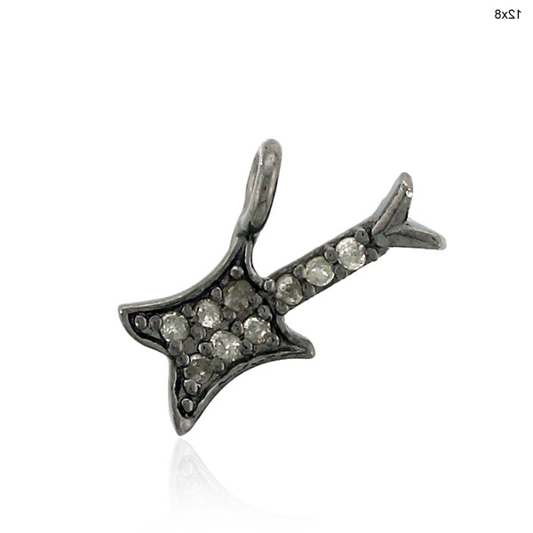 Pave Diamond Gitar Charm Pendant 925 Sterling Silver Jewelry Gift