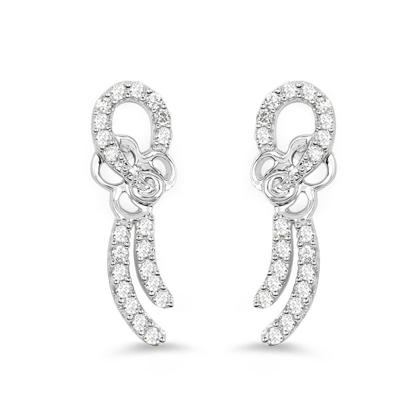 0.32 Carat Genuine White Diamond 14K White Gold Earrings (E-F Color, SI Clarity)