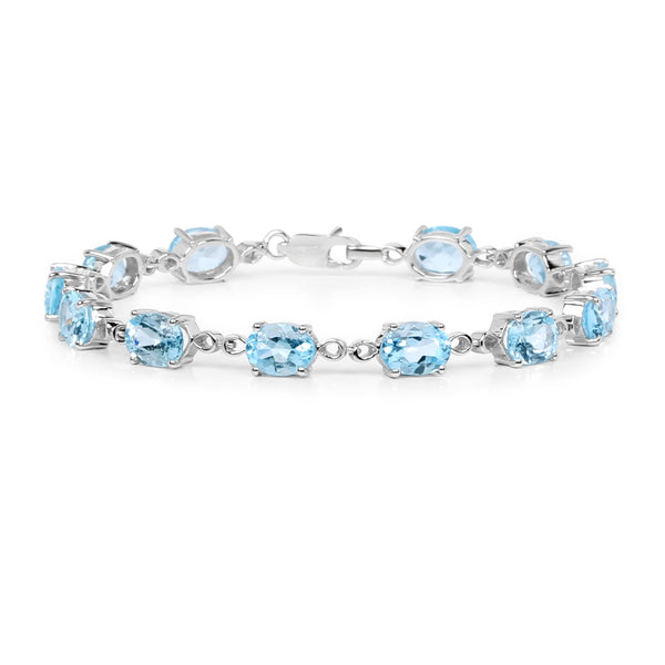 19.20 Carat Genuine Blue Topaz .925 Sterling Silver Bracelet