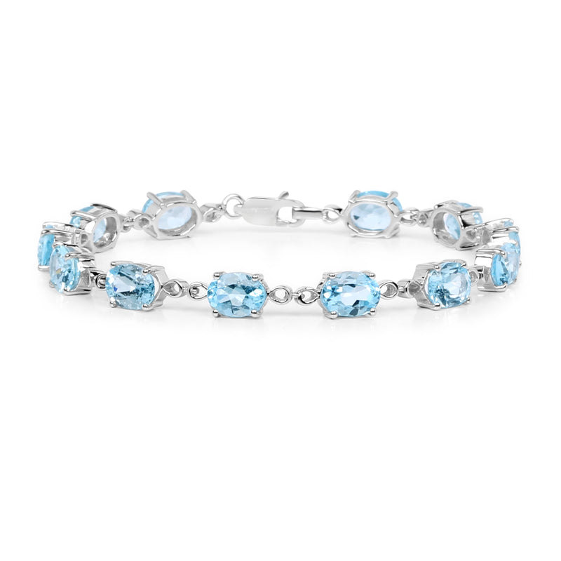 19.20 Carat Genuine Blue Topaz .925 Sterling Silver Bracelet