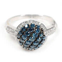 Blue Diamond Wedding Ring 925 Sterling Women Silver Jewelry Gift For Her