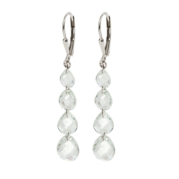 925 Sterling Silver Women  Dangle Earring Green Amethyst Pear