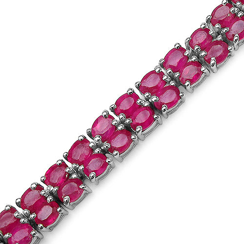 16.72 Carat Genuine Glass Filled Ruby .925 Sterling Silver Bracelet