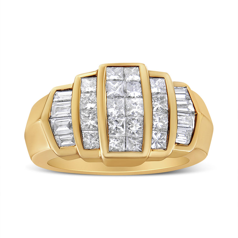 14K Yellow Gold 1 3/4ct. TDW Princess and Baguette-cut Diamond Ring (G-HVS1-VS2 )