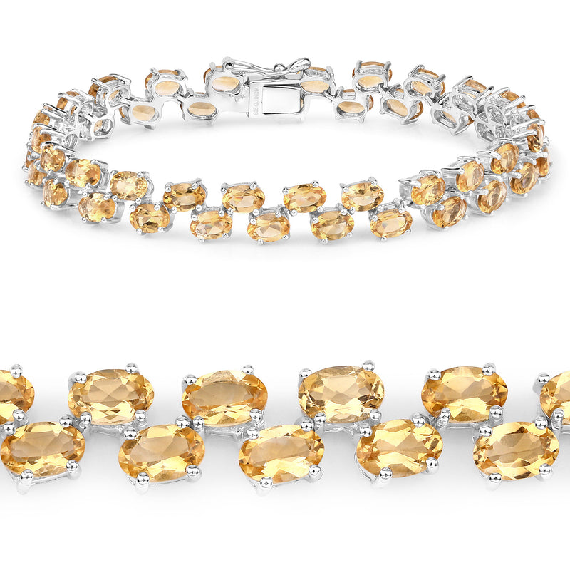 19.78 Carat Genuine Citrine .925 Sterling Silver Bracelet