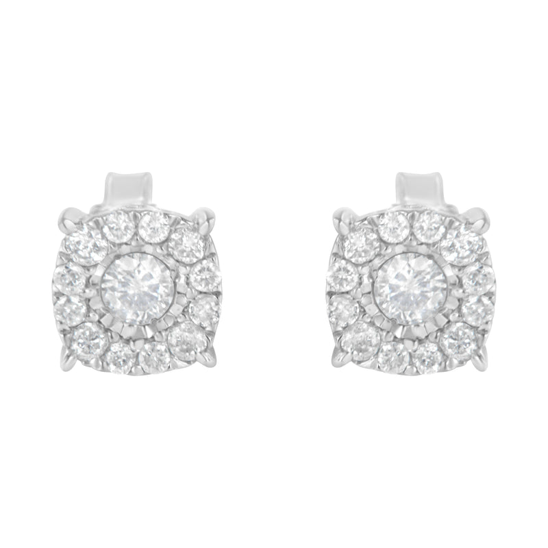 Sterling Silver Diamond Square Stud Earring (1/2 cttw, I-J Color, I2-I3 Clarity)